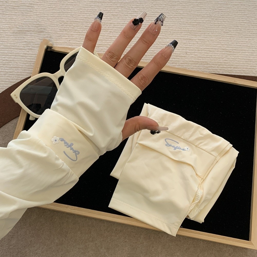 Cycling Gloves - Çiçek Desenli Nakışlı Uzun Kollu Buz